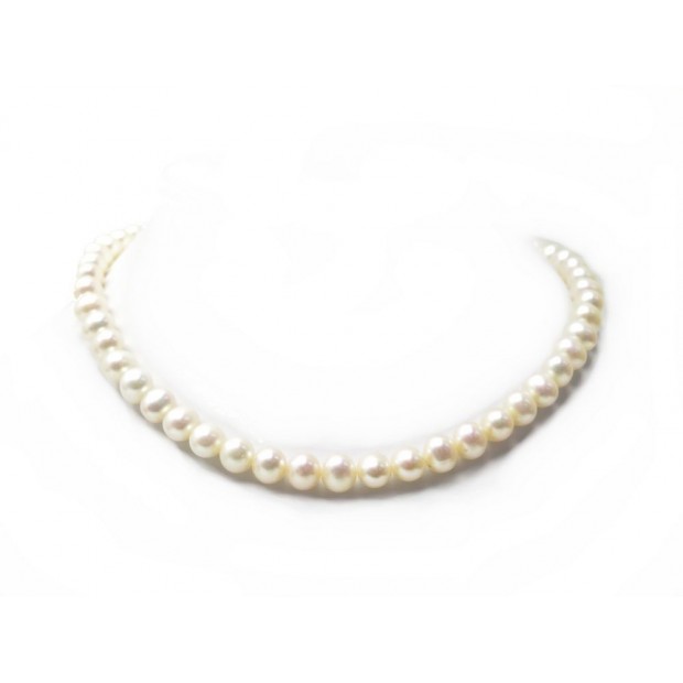 COLLIER 51 PERLES DE CULTURE BLANCHE 9 MM TOUR COU 43.5 CM PEARLS NECKLACE