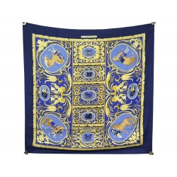 FOULARD HERMES LA PRESENTATION SOIE BLEU 