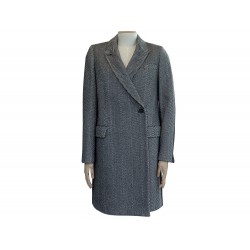 MANTEAU PAUL SMITH BLACK GRIS CHEVRON LAINE 