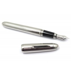 STYLO PLUME LOUIS CARTIER EN METAL ARGENTE GODRONNE & OR FOUNTAIN PEN 