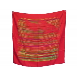 NEUF FOULARD HERMES FAUBOURG EXPRESS D. RYBALTCHENKO EN SOIE ROUGE + BOITE 370€