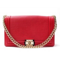 SAC A MAIN CHANEL BOY CUIR ROUGE 