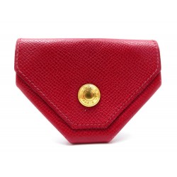 PORTE MONNAIE HERMES 24 EN CUIR EPSOM ROUGE RED LEATHER WALLET PURSE 314€