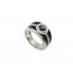 BAGUE MAUBOUSSIN L'OEUVRE NOIRE T53 OR BLANC LAQUE NOIR & DIAMANTS 1.37 CT 4810€