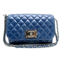 SAC A MAIN CHANEL BOY EN CUIR BLEU POCHETTE BANDOULIERE BOITE PURSE CLUTCH 3720€