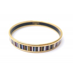 BRACELET HERMES EN EMAIL IMPRIME RAYURES FIN TAILLE 19 CM DORE ENAMEL JEWEL 385€