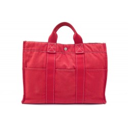 SAC A MAIN HERMES TOTO GM 42 CM CABAS TOILE COTON ROUGE RED TOTE HAND BAG 1300€