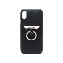 NEUF ETUI TELEPHONE PRADA IPHONE X XS 1ZH058 CUIR SAFFIANO NOIR PHONE CASE 250€