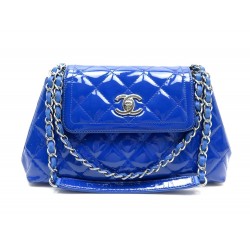 SAC A MAIN CHANEL TIMELESS RABAT BANDOULIERE EN CUIR VERNI BLEU HAND BAG 3050€