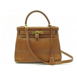 SAC A MAIN HERMES KELLY 28 CM BANDOULIERE CUIR COURCHEVEL GOLD BOITE BAG 7700€