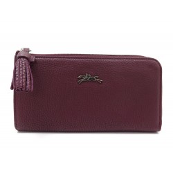 NEUF PORTEFEUILLE LONGCHAMP LONG ZIPPE PENELOPE L3418843E78 CUIR BORDEAUX 240€