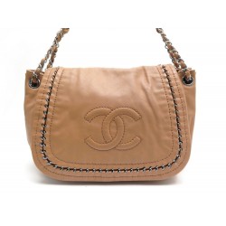 SAC A MAIN CHANEL CHAINE LOGO CC 29 CM EN CUIR CAMEL LEATHER HAND BAG 3600€