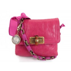 SAC A MAIN LANVIN HAPPY POCHETTE BANDOULIERE 17 CM CUIR ROSE HAND BAG PURSE 950€