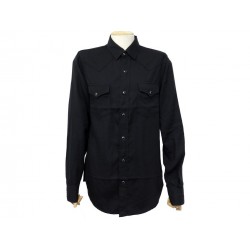 NEUF CHEMISE SAINT LAURENT 388968 WESTERN S 46 EN LYOCELL NOIR SHIRT NEW 455€