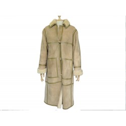 MANTEAU BURBERRY S TAILLE 42 L DUFFLE COAT EN PEAU LAINEE BEIGE 2990€