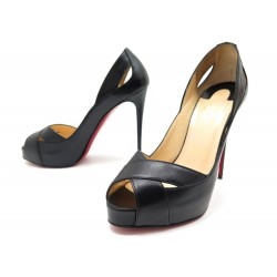 NEUF CHAUSSURES CHRISTIAN LOUBOUTIN ACADEMIA 120 37 ESCARPINS EN CUIR NOIR 990€