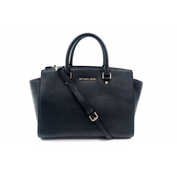 SAC A MAIN MICHAEL KORS 30S3GLMS7L LARGE SELMA TOP ZIP SATCHEL EN CUIR NOIR 375€