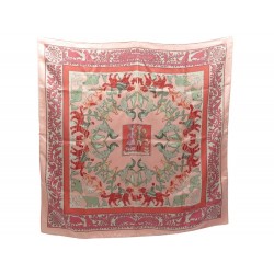 FOULARD HERMES EARLY AMERICA CARRE 90 EN SOIE ROSE PERRIERE SILK SCARF 370€