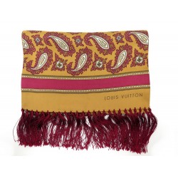 NEUF FOULARD LOUIS VUITTON ECHARPE EN SOIE JAUNE BORDEAUX BOITE SILK SCARF 650€