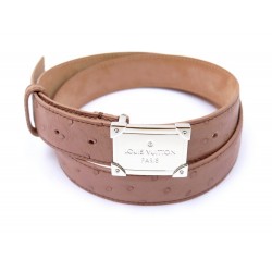 NEUF CEINTURE LOUIS VUITTON T85 EN CUIR AUTRUCHE BOUCLE MALLETIER BELT 850€