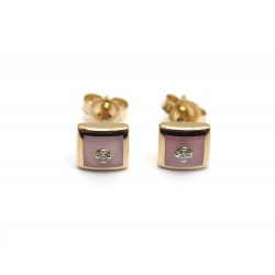 NEUF BOUCLES D'OREILLES GIGI CLOZEAU EN OR ROSE ET DIAMANTS PUCES EARRINGS 780€