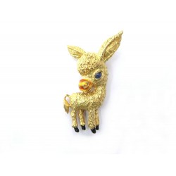 BROCHE FRED ANE EN OR JAUNE 18K 16GR SAPHIR LAQUE CIRCA 1975 DONKEY GOLD BROOCH