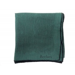 NEUF FOULARD BERLUTI LEAVES CARRE 90 CACHEMIRE ET SOIE VERT + BOITE SCARF 250€