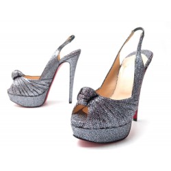 NEUF CHAUSSURES CHRISTIAN LOUBOUTIN SANDALES JENNY LADY GLITTER 36.5 SHOES 785€