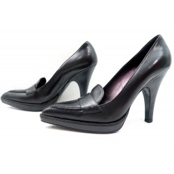 CHAUSSURES PRADA ESCARPINS 37 IT 37.5 FR CUIR NOIR SAC LEATHER COURT SHOES 530€