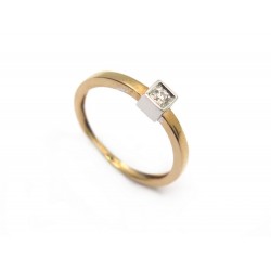 BAGUE TAILLE 48 EN OR ROSE 1.5 GR AVEC SOLITAIRE DIAMANT PINK GOLD DIAMOND RING