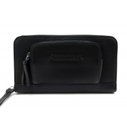 NEUF PORTEFEUILLE LONGCHAMP ZIPPE EN CUIR GRAINE NOIR NEW LEATHER WALLET 250€