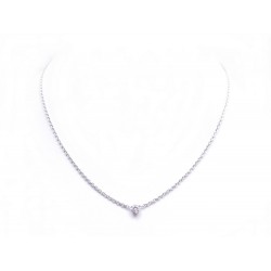 NEUF COLLIER 45 CM EN OR BLANC 18K ET DIAMANT SOLITAIRE 0.38 CT NECKLACE 2000€