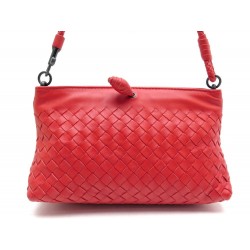 SAC BOTTEGA VENETA POCHETTE CUIR ROUGE 