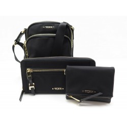 NEUF SACOCHE TUMI BANDOULIERE RUMA + PORTEFEUILLE + PORTE CARTE TOILE NOIR 440€