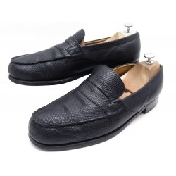 CHAUSSURES JM WESTON 180 MOCASSINS 9.5D 43.5 EN CUIR LEZARD NOIR LOAFERS 1600€