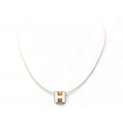 COLLIER HERMES PENDENTIF CAGE D H METAL DORE ET LAQUE PENDANT NECKLACE 345€