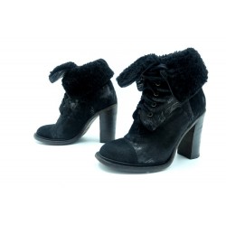  CHAUSSURES BOTTINES A TALONS FOURREES UGG 7 EN CRIN POULAIN 