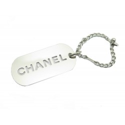 PORTE CLES CHANEL PLAQUE CHANEL ARGENTE 