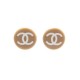 NEUF BOUCLES D'OREILLES CHANEL LOGO CC EN RESINE BEIGE NEW EARRINGS JEWEL 390€