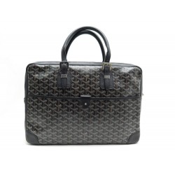 SAC A MAIN GOYARD AMBASSADE CARTABLE PORTE DOCUMENT TOILE & CUIR NOIR HAND BAG