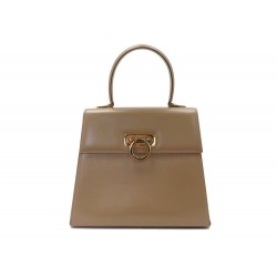 SAC A MAIN FERRAGAMO GANCINI VINTAGE CUIR MARRON 