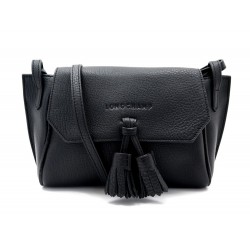 NEUF SAC A MAIN LONGCHAMP PENELOPE L2066843001 BANDOULIERE CUIR GRAINE NOIR 410€