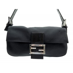 NEUF SAC A MAIN FENDI BAGUETTE 26424 NYLON NOIR NEW BLACK SHOULDER HAND BAG 600€