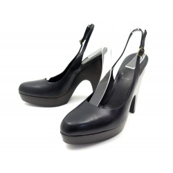 CHAUSSURES YVES SAINT LAURENT 224535 ESCARPINS 39 EN CUIR NOIR + BOITE PUMP 700€