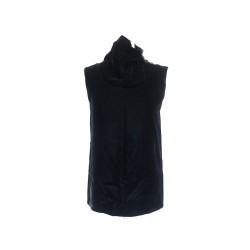 HAUT YVES SAINT LAURENT DEBARDEUR A COL ROULE 38 M VELOURS NOIR BLACK TOP 1490€