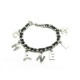 BRACELET CHANEL CHAINE LIEN CUIR ET BRELOQUES LETTRES 19 CM METAL ARGENTE 890€