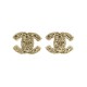 BOUCLE OREILLE CHANEL PUCE CC METAL DORE