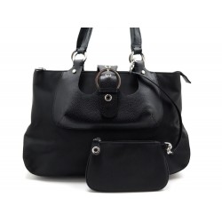 NEUF SAC A MAIN LANCEL TISSU ET CUIR NOIR 