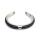 VINTAGE BRACELET HERMES KYOTO TAILLE 17 EN RHODIUM & CUIR NOIR BANGLE JEWEL 320€