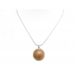 NEUF COLLIER HERMES PENDENTIF BOULE EN BOIS CLOU DE SELLE CHAINE 70 CM NECKLACE